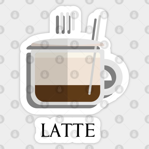 Hot Latte coffee front view in flat design style Sticker by FOGSJ